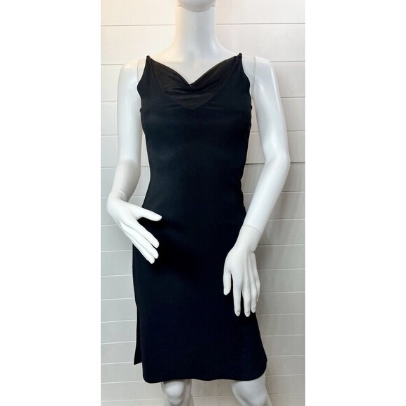 Friends Style Dress Womens Med Stretch Mesh Black Bodycon Y2K Chain Strap Goth - Picture 3 of 14